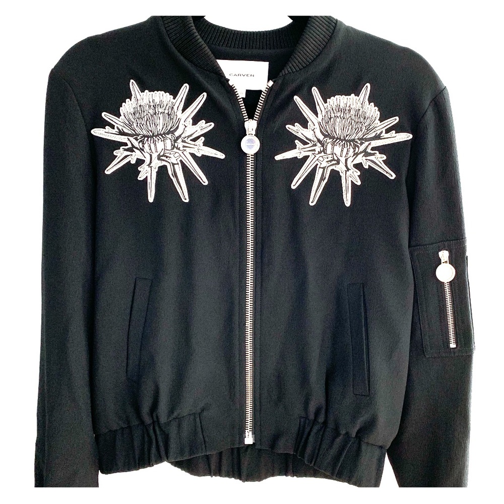 CARVEN floral detail bomber jacket